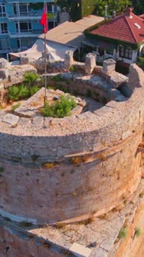Enjoy a Breathtaking View of Hidirlik Tower an Iconic Symbol of Antalya's Historical Center in This