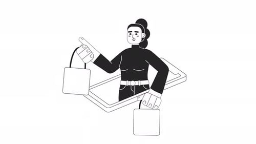 Online Shopping Hobby Bw Animation