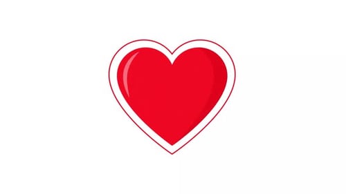 Animated Red Heart Outline Draw and Fill