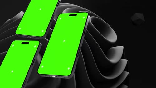 3D Render Phone 14 Mockup 3 In 1 - Green Screen Phone Mockup
