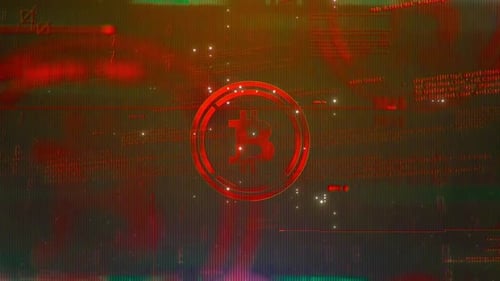 Futuristic Bitcoin Technology Glitch Reveal