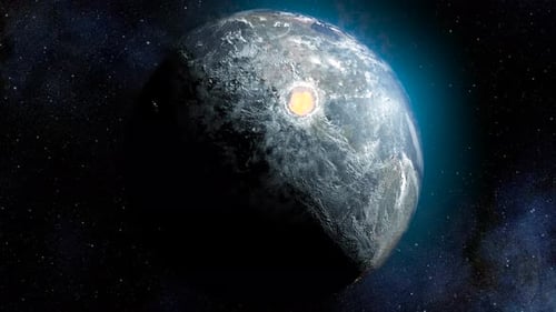 Nuclear explosion on America continent, outer space view
