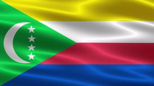 Waving Flag of Comoros with Realistic Fabric Texture