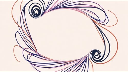 Ornamental swirl border decorative frame rotating and flowing motion on pale backdrop seamless loop