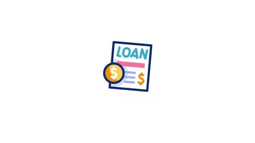 Animated Loan Document and Money Icon in Flat Design