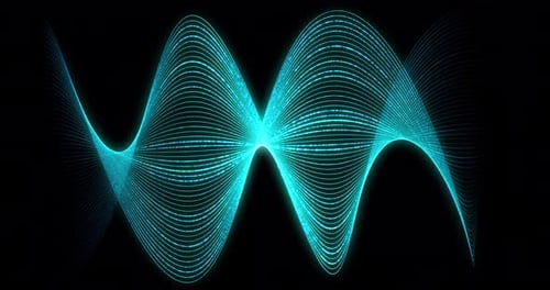 Bright glowing blue beautiful wave lines energy magical electric on a black background in high resol