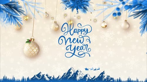 Christmas Happy New Year Light Blue Background