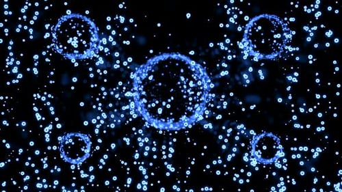 Abstract Blue Glowing Particle Spheres Animated Background
