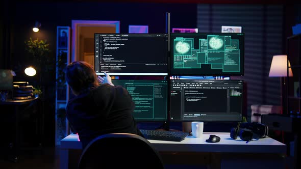 Evil Software Developer Building Scripts That Can Hack Devices ...