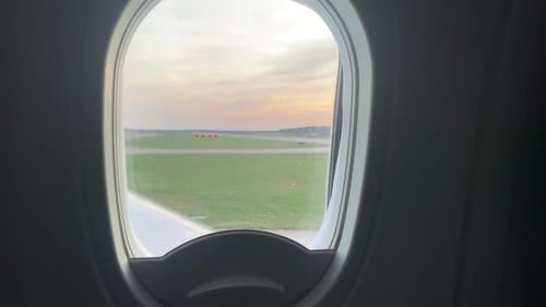 airplane takes off from runway