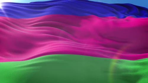 Realistic Waving Flag Loop with Sunlight Lens Flare