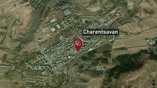 Plan de la ville de Charentsavan Zoom (Arménie) de l'espace à la Terre