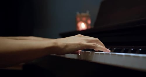 Piano Keys Close Up in Dark Colors