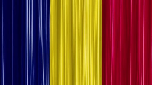 Fluid Waving Curtain Background with Blue Yellow Red Stripes