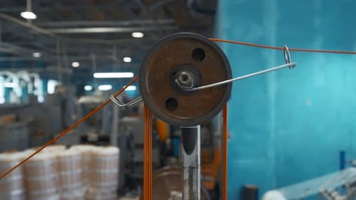 Industrial Machine with Rotating Coils and Wire Creative System with Coils of Tensioning Wires on