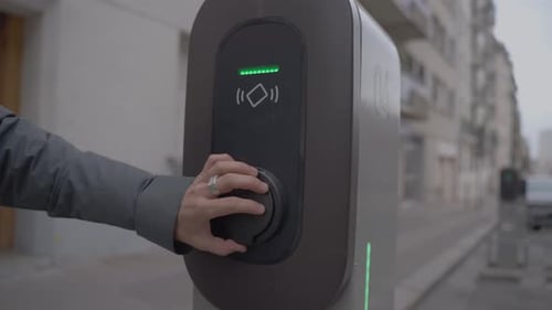 Electric Charging Station on a City Street