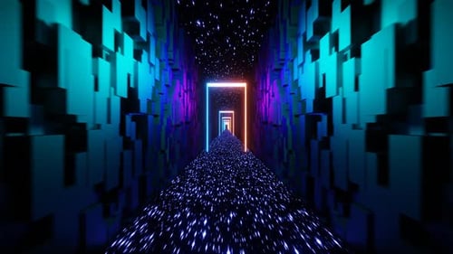 Blue to Purple Into Star Tunnel Background Loop Animation in 1080HD