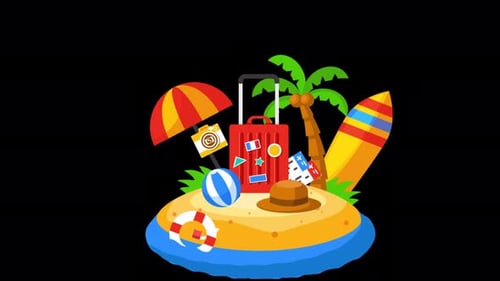 Summer Items Falling 4K Alpha Channel