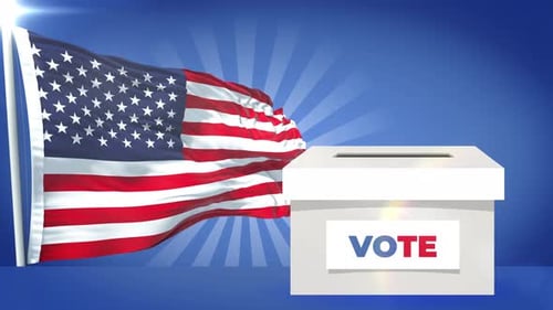 United States Flag And Voting Box Presidential Election 2024