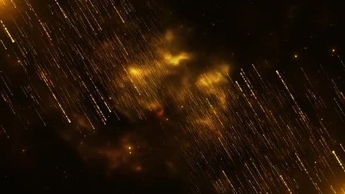 Abstrakte goldene, glänzende Glitzersterne, 3D-Bokeh-Lichter, Raumtunnelanimation, Luxuspreise, Gold und B.
