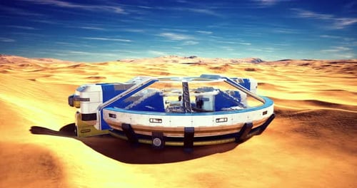 Scientific Research Facility in a Desert Landscape During Bright Daylight