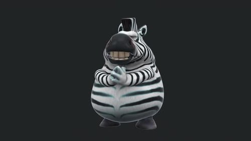 Fun 3D cartoon zebra clapping (with alpha channel included)