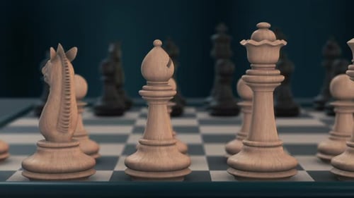 Elegant 3D Chess Pieces Board Game Animation