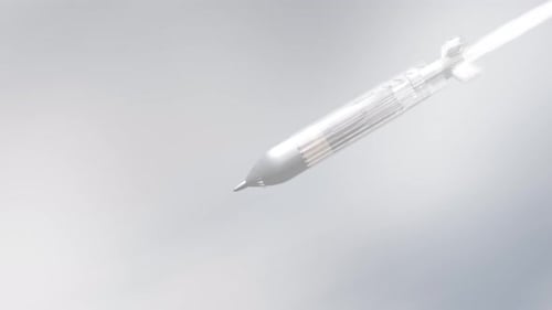 Hypersonic Missile fly in fast speed , Close up