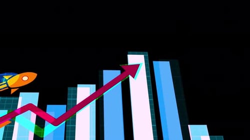 Abstract Financial Growth with Rocket and Arrows Animation