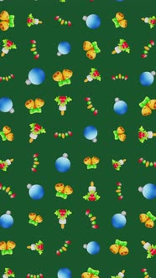 Christmas Holiday Decorations Festive Seamless Pattern Ornaments Bells Lights