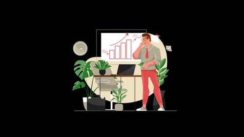 Businessman analyzing growth graph in modern office setting