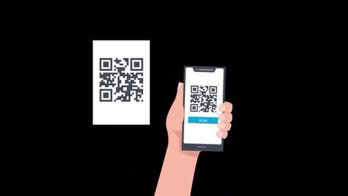 Smartphone Scanning Qr Code Animation Alpha Channel