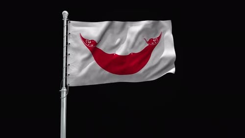 Easter Island Flag Waving on Pole with Alpha Channel