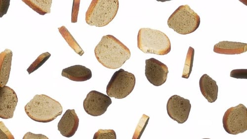 Falling Bread Slices Loop on White Background