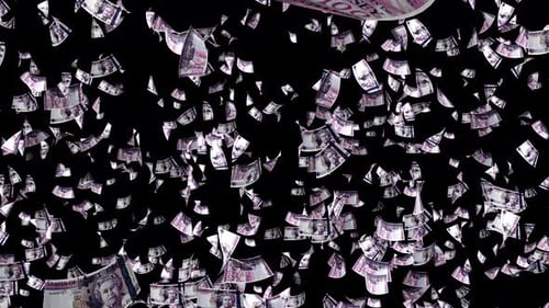Hundred Dollar Bills Falling Animation Overlay