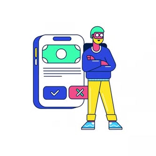 Flat Design Illustration of Online Payment Approval on Smartphone