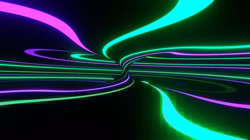 Purple And Turquoise On Black Neon Circle Moving Background Vj Loop In 4K