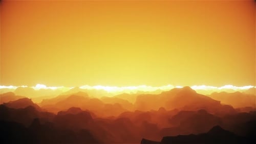 Endless Warm Golden Horizon Fly Over Landscape Background Loop