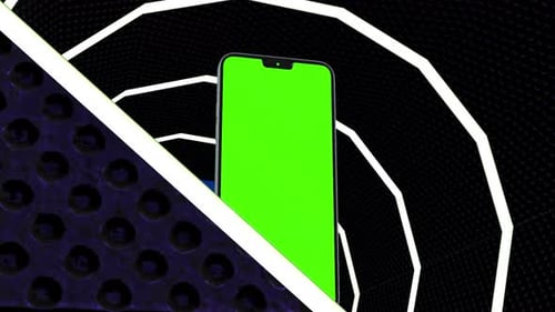 Smartphone 3D Iron light tunnel green screen
