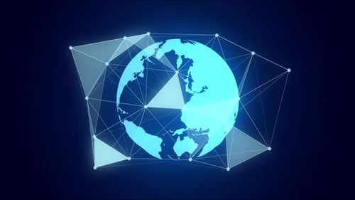 Animated Futuristic Earth with Global Network Connection