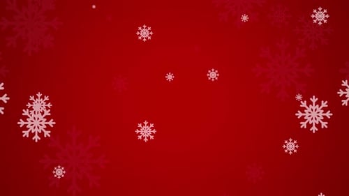 Festive Falling Snowflakes on Red Background Animation