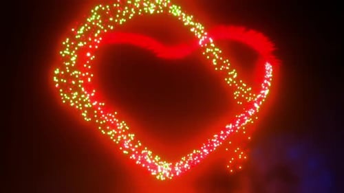 Animated heart with many particles. Endless background animation for DJ. VJ loop