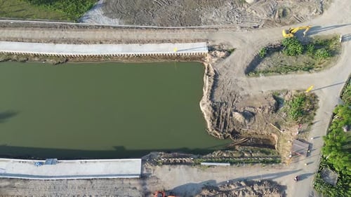 vista aérea del proyecto de construcción del río en Gorontalo