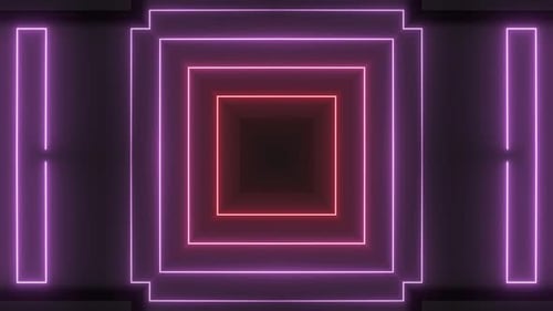 Futuristic Neon Square Tunnel Looping Background