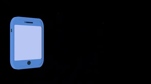 Flat 3 D Mobile Presentation Rotating On Alpha Channel