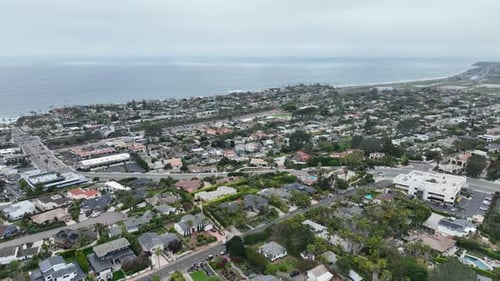Aerial View of Del Mar Coastline and Beach San Diego County California USA