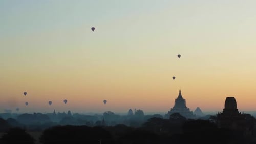 Hot Air Balloons and Ancient Temples at Sunrise