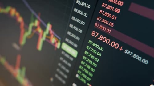 Live Cryptocurrency Trading Data on Digital Exchange Screen