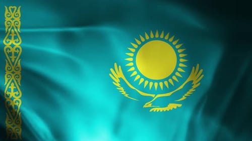 Realistic Waving Flag of Kazakhstan