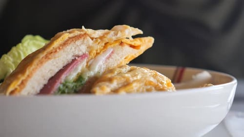 Delicious Sandwich Prepared in Cozy Cafe Setting